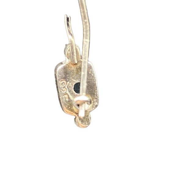 Sterling silver 925 Blue topaz emerald shaped dangle earrings wire fishhook with - Picture 11 of 12